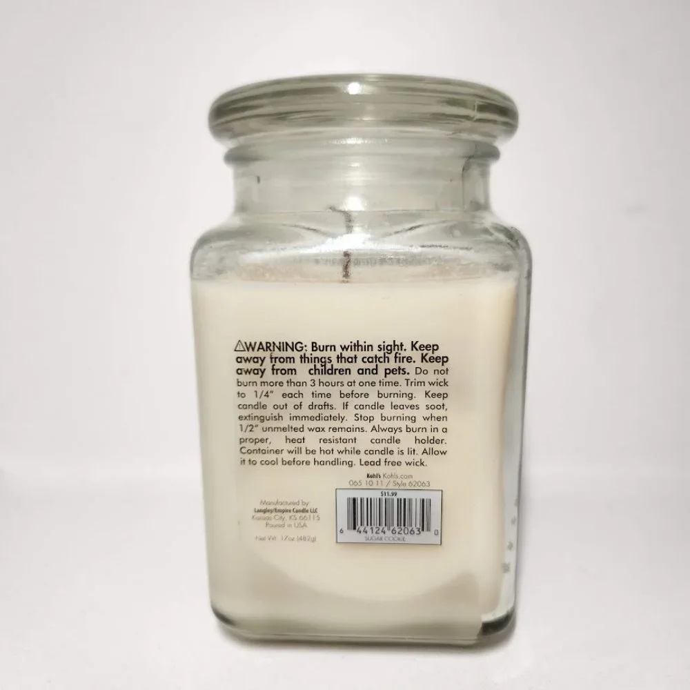 NEW Sugar Cookie Ivory White Candle Glass Jar 12 oz  Easter basket gift stuffer